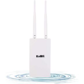 KuWFi 300Mbps Outdoor 4G LTE CPE WiFi Router with Sim Card Slot CAT4 SIM Routers with POE Adapter Work with IPcamera or Outside WiFi Coverage (US Version B2/B4/B5/B12/B13/B14/B66/B71)