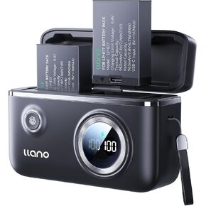 llano Dual Battery Charger + 2 LP-E17 Batteries with USB-C Input for Canon EOS R50 RP R10 R8,Rebel T8i, T7i, T6i, T6s, SL2, SL3, EOS M3, M5, M6, EOS 200D, 77D, 750D, 760D, 800D, 8000D - Black