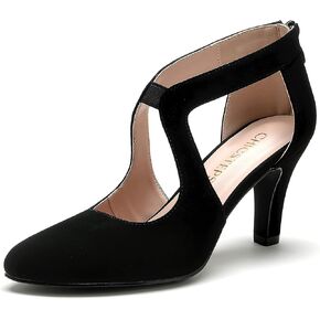 Women's Pumps,Comfortable Closed Toe 3-Inch Kitten Heels,Low Heels for Work,Office,Wedding,and Dressy Occasions,Dress Shoes for Women,LIFEPUMPS-Black-8