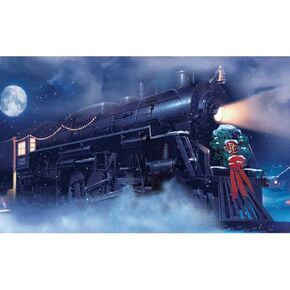 5.9x3.6ft Polar Winter Night Train Backdrop Winter Moon Snow Night Christmas Train Backdrop Snowflake Winter Steam Train Background Xmas Party Decorations Photo Shoot Props