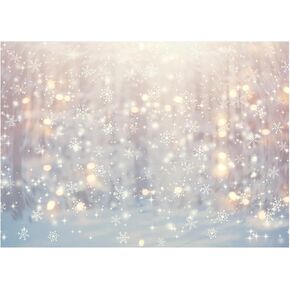 WOLADA Winter Wonderland Photography Backdrop Christmas Winter Snowflake Backdrop Christmas Glitter Bokeh Snowflakes Backdrop 7x5FT FW70