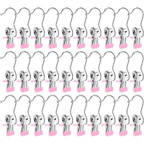 Boot Hangers for Closet,30 Pack Laundry Hooks with Clips,Stainless Steel Boot Hanger Clips,Portable Hangers Single Clip Space Saving Boot Clips for Hanging (Black)