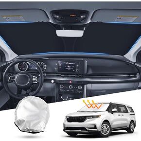 T TGBROS Windshield Sun Shade Custom Fit for 2022-2023 2024 Kia Carnival Accessories Foldable Sun Shield Reflective Polyester Sun Visor Cover Block Heat and Sun Protection in Kuwait
