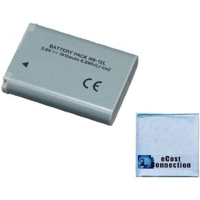 NB12L Battery for Canon PowerShot N100 Digital Camera &More Models + Microfiber Lens/LCD Screen Cleaning Cloth | NB-12L