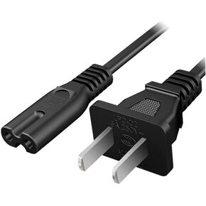 AC 2 Prong C8 Power Cord 5ft Standard 2-Slot for TV PS4 PS5 Speaker Monitor Xbox Wall Power Cable Replacement Black