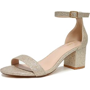 Women Chunky Heeled Sandals Classic Open Toe Block Ankle Strap Pump Sandals for Women Dress Wedding Party