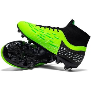 Football Cleats Men, Indoor Outdoor High Top Soccer Shoes Lightweight Shock Resistant Training Boots Breathable Professional Turf Shoes Sport Athletic Ground Football Boots FG Soccer Cleats for Men