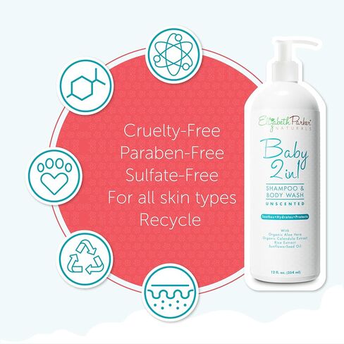 Baby Body Wash & Shampoo - Toddler Wash for Sensitive & Delicate Skin - Hypoallergenic & Fragrance Free Baby Shampoo - Tear Free Shampoo - Moisturizing Baby Wash & Shampoo 12oz in Saudi Arabia
