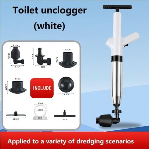 Toilet unclogger (blue)，Air Plunger for Drain, High Pressure Air Drain Blaster with Visual Barometer Stainless Steel Toilet Clog Remover TU Plungers for Bathroom, Kitchen, Clogged Pipe in Saudi Arabia