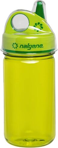 زجاجات مياه Nalgene Kids Sustain Grip-N-Gulp مصنوعة من مواد مشتقة من 50% من النفايات البلاستيكية، كوب مضاد للتسرب، متين، خالي من BPA وBPS، آمن للاستخدام في غسالة الأطباق، قابل لإعادة الاستخدام، 12 أونصة، بركان برتقالي in Kuwait