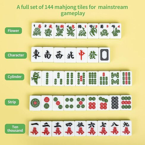 بلاط ميلامين صغير ماجيانج 144 صيني مقاس 1.0 بوصة (24 مم) مع حقيبة يد محمولة للسفر مجموعة ألعاب ماجونج كاملة - (Mah Jong، Mahjongg، Mah Jongg، Majiang، 中国麻将) in Kuwait