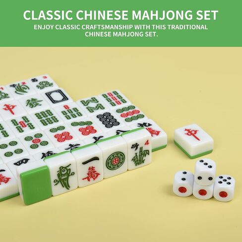 بلاط ميلامين صغير ماجيانج 144 صيني مقاس 1.0 بوصة (24 مم) مع حقيبة يد محمولة للسفر مجموعة ألعاب ماجونج كاملة - (Mah Jong، Mahjongg، Mah Jongg، Majiang، 中国麻将) in Kuwait