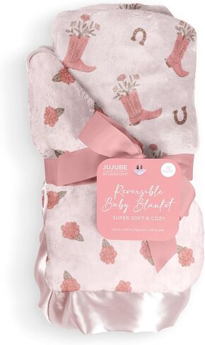 JuJuBe x Studio Oh! Baby Essentials Reversible Baby Blanket - Soft Throw for Newborns & Infants, Ideal for Tummy Time, Home, Travel & Nursery Essentials - Perfect Bloomin Boot in Kuwait