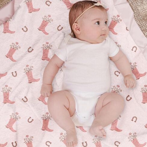 JuJuBe x Studio Oh! Baby Essentials Reversible Baby Blanket - Soft Throw for Newborns & Infants, Ideal for Tummy Time, Home, Travel & Nursery Essentials - Perfect Bloomin Boot in Kuwait