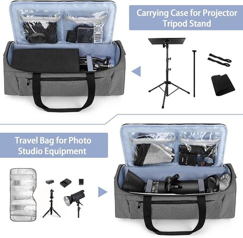 حقيبة حمل كورمو لحامل جهاز العرض، حقيبة تخزين للكمبيوتر المحمول بحامل ثلاثي القوائم تناسب حتى 23.5 بوصة (الحد الأدنى للارتفاع قابل للتعديل)، رمادي، حقيبة فقط in Kuwait