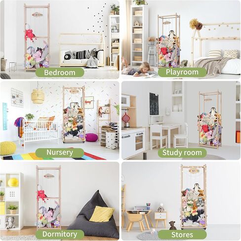 Minetom Corner Stuffed Animal Storage Toy Organizer, Stuffed Animals Organizer with LED Light, Corner Kids Plushies Toys Wall Hanging with Adjustable Length for Nursery Playroom Bedroom in Saudi Arabia