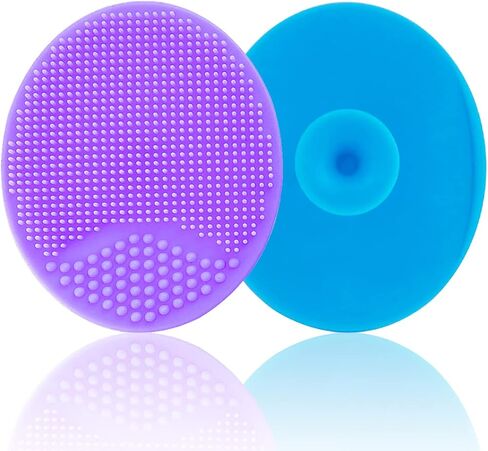 Baby Cradle Cap Brush, Toddler Bath Brush, Toddler Newborn Silicone Scrubbers Exfoliator Brush, Baby Brush for Dry Skin, Cradle Cap and Eczema (Large - Purple & Blue) in Saudi Arabia
