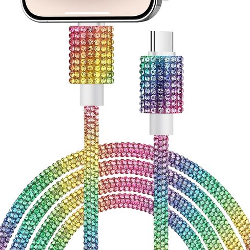 كابل VOFUOE USB C إلى iPhone، كابل شحن سريع لهاتف iPhone Bling Sparkling Diamond USB C سلك شحن للنساء 4FT لهاتف iPhone 14/13 /12/11، لجهاز iPad 9th/ 8th/ 7th Generation-Silver in Saudi Arabia