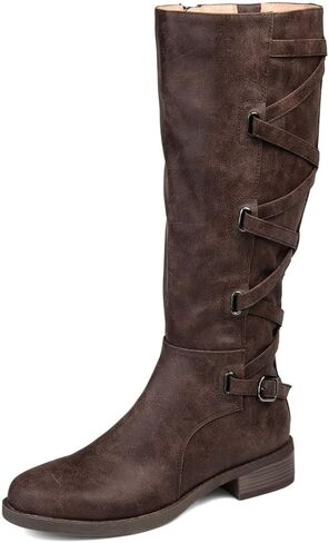 Journee Womens Carly Extra Wide Calf Stacked Heel Riding Boots in Saudi Arabia