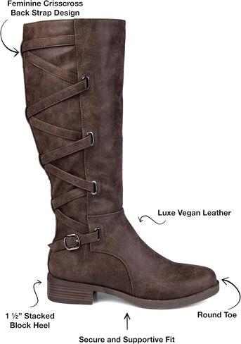 Journee Womens Carly Extra Wide Calf Stacked Heel Riding Boots in Saudi Arabia
