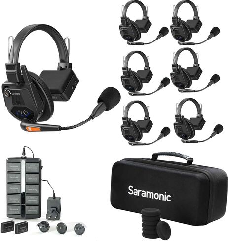 Saramonic WiTalk9-6S 6-Person 1.9GHz Full-Duplex Wireless Intercom System with 500m Range, expandable to 30 Users, 12 Batteries, 10-Bay Charger & case in Kuwait