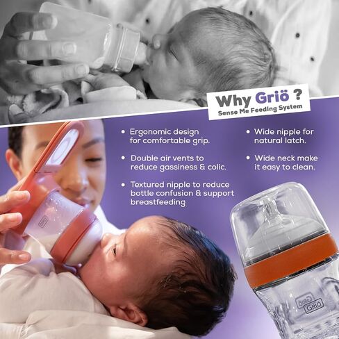 Baby Bottles(8oz&4oz) Newborn Essentials Set with Sense-Me baby System - Anti-Colic Baby Bottles 0-3 Months for Breastfeeding Babies and Feeding Supplies-Toddlers Bottles for Milk in Saudi Arabia