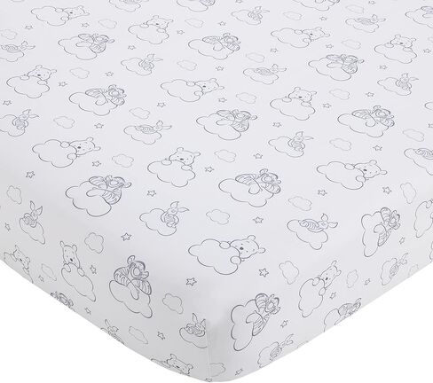 Disney Winnie The Pooh Hello Sunshine Multi-Colored Rainbow, Yellow Sun & Blue Clouds 3Piece Nursery Crib Bedding Set - Comforter, Fitted Crib Sheet & Crib Skirt, Aqua, Yellow, Orange, White in Saudi Arabia