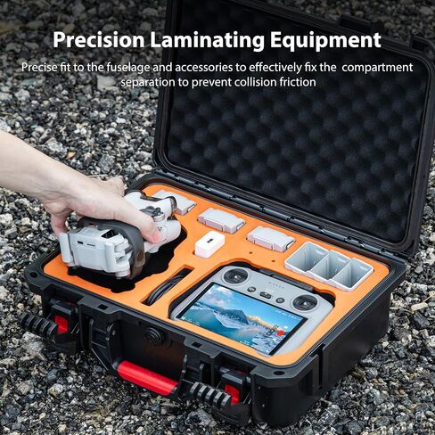 Waterproof Hard Case for DJI Mini 4 Pro Fly More Combo,Portable Carrying Travel Case for DJI Mini 4 Pro/Mini 3 Pro/Mini 3 Accessories/RC2/RC/N1/N2 Controller(Orange) in Saudi Arabia