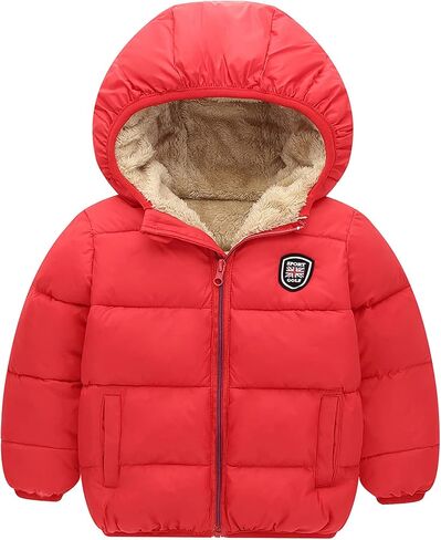 Happy Cherry Kids Boy's Girls Winter Coat Fleece Lined Thick Down Coats Puffy Jackets with Hood in Saudi Arabia
