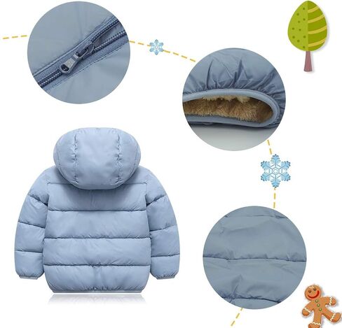 Happy Cherry Kids Boy's Girls Winter Coat Fleece Lined Thick Down Coats Puffy Jackets with Hood in Saudi Arabia
