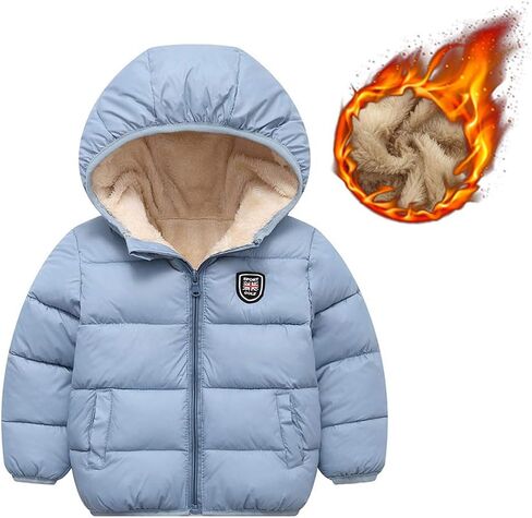 Happy Cherry Kids Boy's Girls Winter Coat Fleece Lined Thick Down Coats Puffy Jackets with Hood in Saudi Arabia