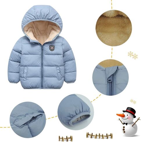 Happy Cherry Kids Boy's Girls Winter Coat Fleece Lined Thick Down Coats Puffy Jackets with Hood in Saudi Arabia