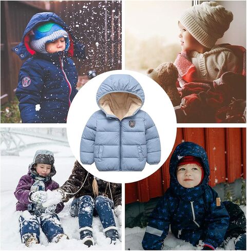 Happy Cherry Kids Boy's Girls Winter Coat Fleece Lined Thick Down Coats Puffy Jackets with Hood in Saudi Arabia