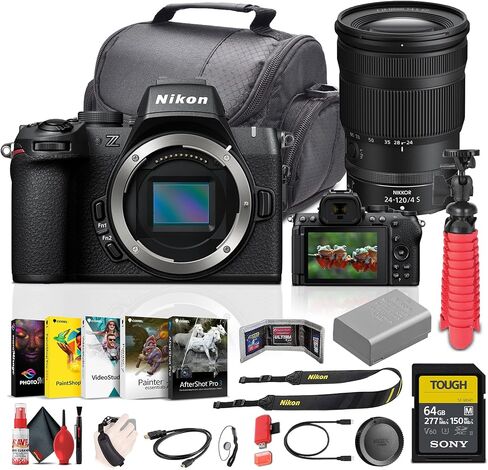 مجموعة هيكل كاميرا Nikon Z50II بدون مرآة مع عدسة NIKKOR Z مقاس 24-120 مم f/4 S + بطاقة ذاكرة سعة 64 جيجابايت + طقم تنظيف 6Ave + حقيبة كاميرا + مجموعة ملحقات تدوين فيديو إضافية (متجددة) in Saudi Arabia