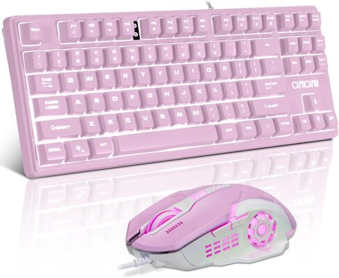 RGB Gaming Keyboard and Mouse Combo,USB Wired Custom Clear Keyboards | Rainbow LED Backlight Transparent Keyboard Mouse Set for Computer Windows PC PS4 Xbox Laptop in Kuwait