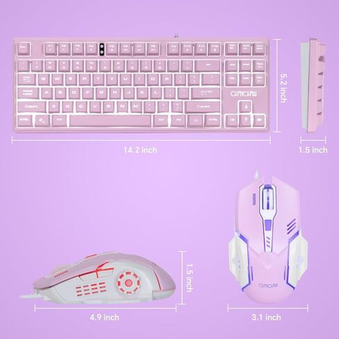 RGB Gaming Keyboard and Mouse Combo,USB Wired Custom Clear Keyboards | Rainbow LED Backlight Transparent Keyboard Mouse Set for Computer Windows PC PS4 Xbox Laptop in Kuwait