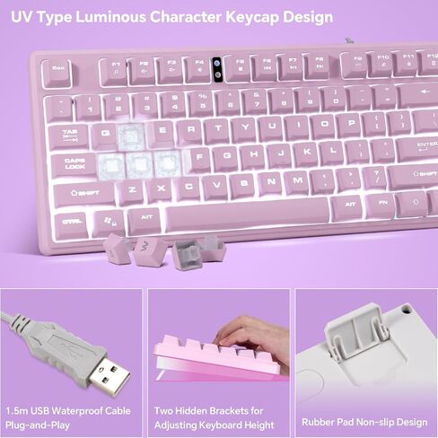 RGB Gaming Keyboard and Mouse Combo,USB Wired Custom Clear Keyboards | Rainbow LED Backlight Transparent Keyboard Mouse Set for Computer Windows PC PS4 Xbox Laptop in Kuwait
