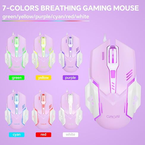 RGB Gaming Keyboard and Mouse Combo,USB Wired Custom Clear Keyboards | Rainbow LED Backlight Transparent Keyboard Mouse Set for Computer Windows PC PS4 Xbox Laptop in Kuwait