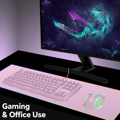 RGB Gaming Keyboard and Mouse Combo,USB Wired Custom Clear Keyboards | Rainbow LED Backlight Transparent Keyboard Mouse Set for Computer Windows PC PS4 Xbox Laptop in Kuwait