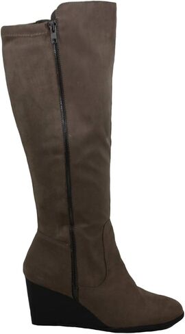 Style & Co. حذاء نسائي من جلد الغزال Wynterr بطول الركبة عند أصابع القدم اللوزية، رمادي داكن، مقاس طفل كبير 7.0 in Kuwait