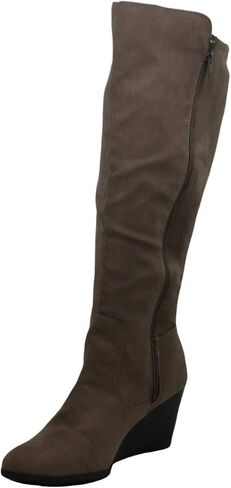 Style & Co. حذاء نسائي من جلد الغزال Wynterr بطول الركبة عند أصابع القدم اللوزية، رمادي داكن، مقاس طفل كبير 7.0 in Kuwait