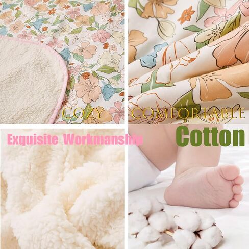 Brandream Crib Bedding Set for Girls 6 Pieces Floral Baby Nursery Bedding Set with Enchanting Blossoms Flowers,Blush Pink Yellow Green Garden Farmhouse Chic Cotton in Saudi Arabia