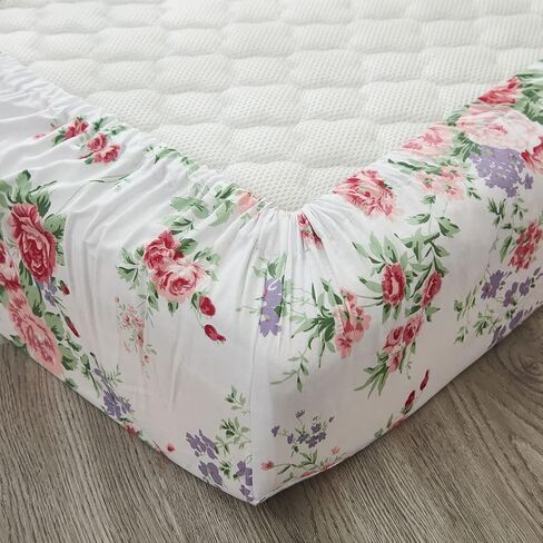 Brandream Crib Bedding Set for Girls 6 Pieces Floral Baby Nursery Bedding Set with Enchanting Blossoms Flowers,Blush Pink Yellow Green Garden Farmhouse Chic Cotton in Saudi Arabia