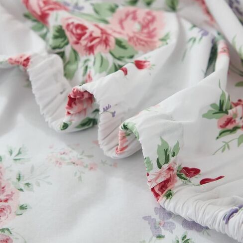 Brandream Crib Bedding Set for Girls 6 Pieces Floral Baby Nursery Bedding Set with Enchanting Blossoms Flowers,Blush Pink Yellow Green Garden Farmhouse Chic Cotton in Saudi Arabia