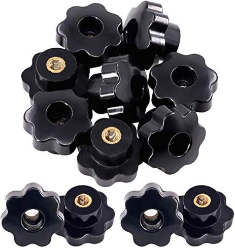 15Pcs M4 Star Knob Clamping Handle Nut Through Hole Set Brass Female Threaded Handle Screw On Knob Grip Black Plastic in Saudi Arabia