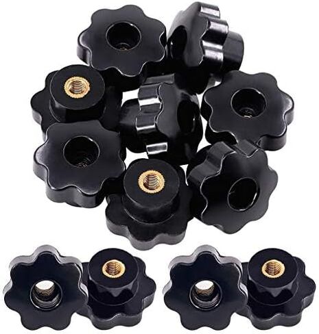 15Pcs M4 Star Knob Clamping Handle Nut Through Hole Set Brass Female Threaded Handle Screw On Knob Grip Black Plastic in Saudi Arabia