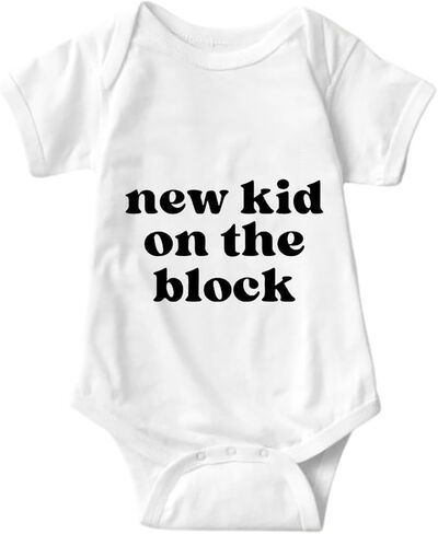 New Kid On The Block Pregnancy Announcement Baby Bodysuit Newborn Outfits Baby Romper Infant One Piece Outfits in Kuwait