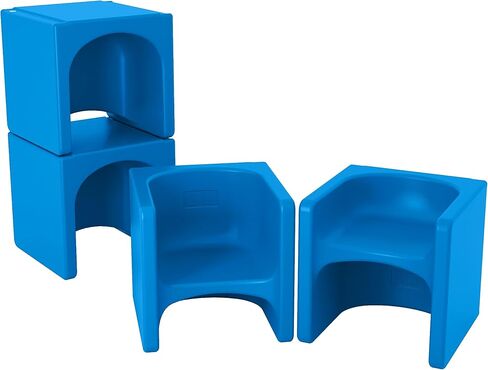 ECR4Kids Tri-Me 3-in-1 Cube Chair, Kids Furniture, Blue, 4-Piece in Kuwait