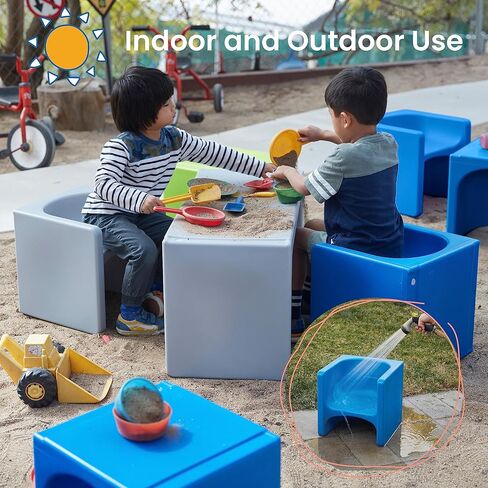 ECR4Kids Tri-Me 3-in-1 Cube Chair, Kids Furniture, Blue, 4-Piece in Kuwait