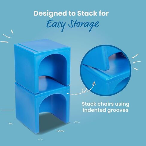 ECR4Kids Tri-Me 3-in-1 Cube Chair, Kids Furniture, Blue, 4-Piece in Kuwait